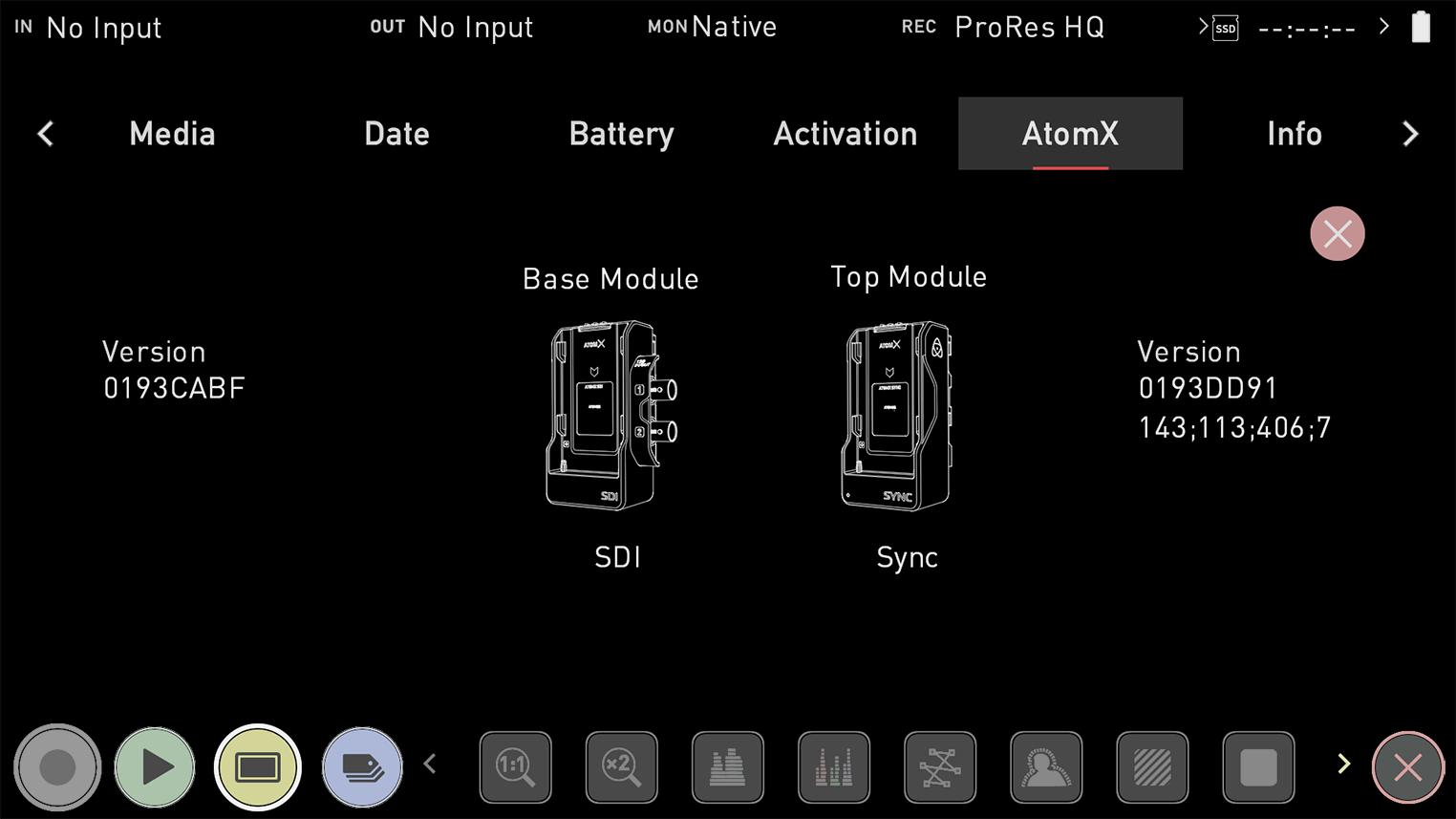 AtomX menu – Support - Atomos